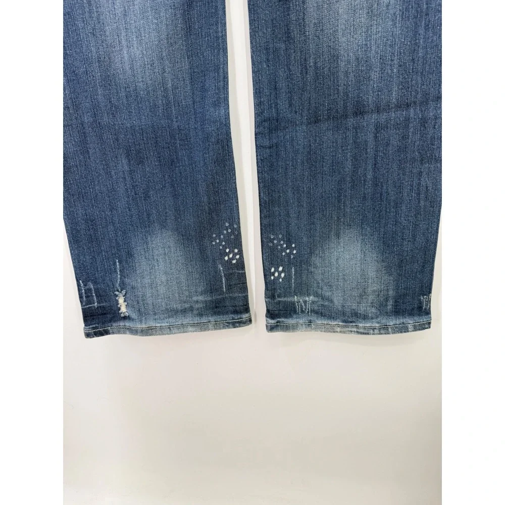 Cowgirl Tuff Bootcut Jeans 33x35 Ain't My Day To Care Distressed Medium Wash